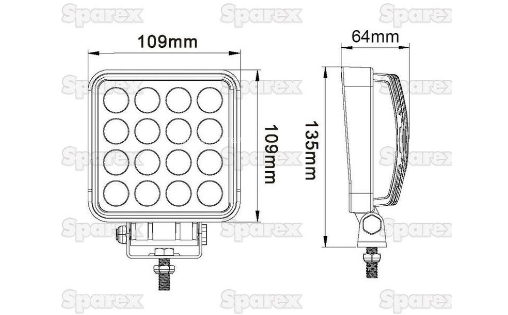 Faro da lavoro LED quadrato, Class 3, 2880 Lumen, 10-30V - 2