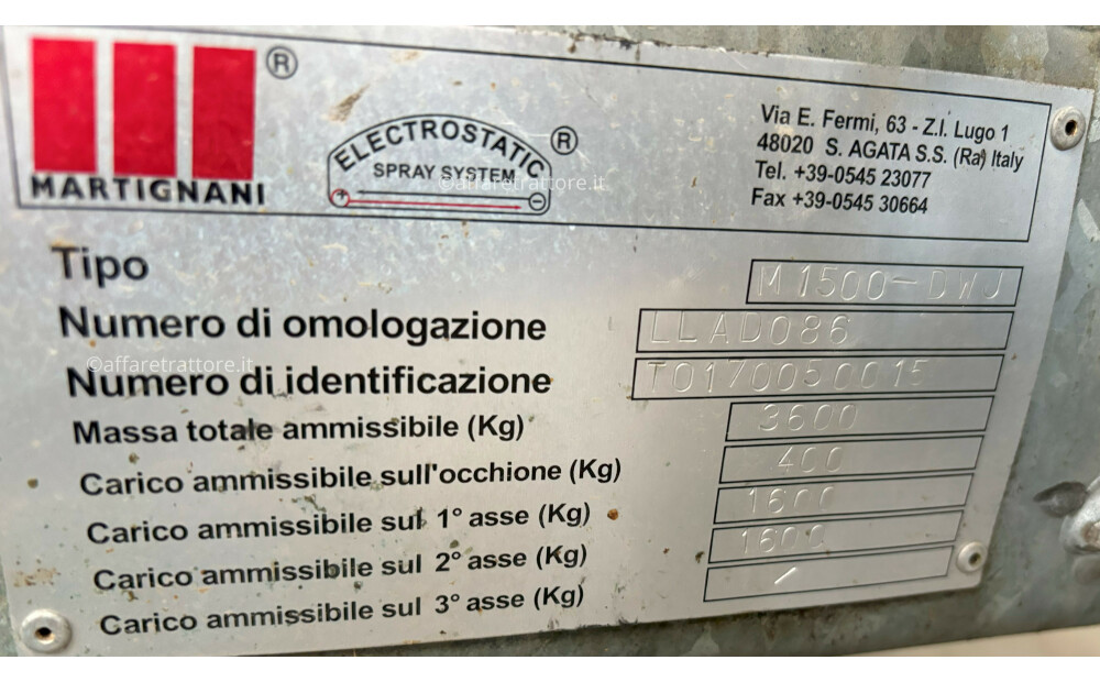 ATOMISEUR À RÉCUPÉRATION ÉLECTROSTATIQUE Martignani, MARTIGNANI DWJ LT 1500 - 10